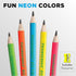 Ticonderoga My First Tri-Write Wood-Cased Pencils - Pre-Sharpened, 2 HB with Erasers, Neon Colors, 2 Count, 6 Packs