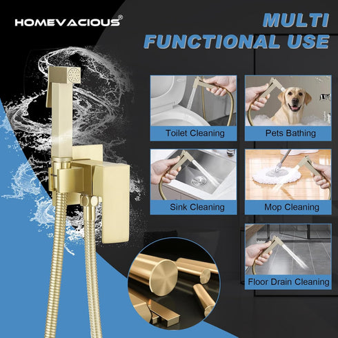 Set Homevacious Bidet Sprayer for Toilet Adjustable Water Pressure Square Brass Bidet Attachment for Feminine Pets