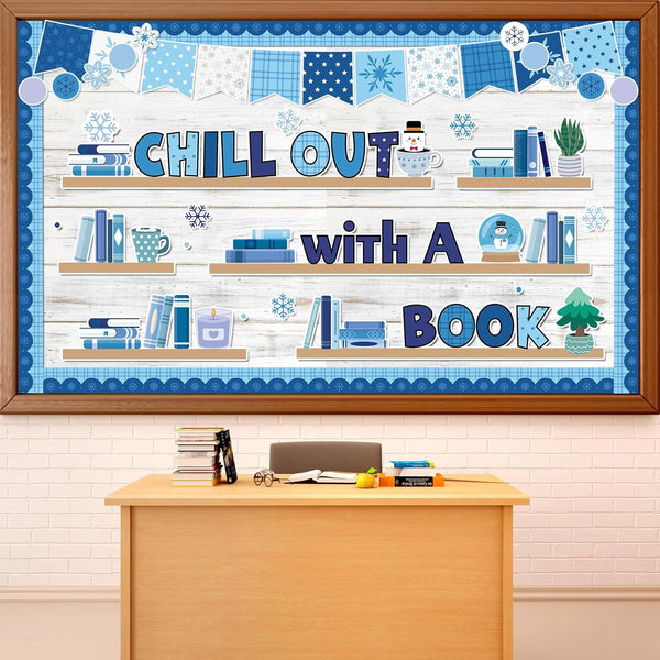 Winter Bookshelf Classroom Bulletin Board Decorations Reading Theme Classroom Decoration Snowflake Cutouts