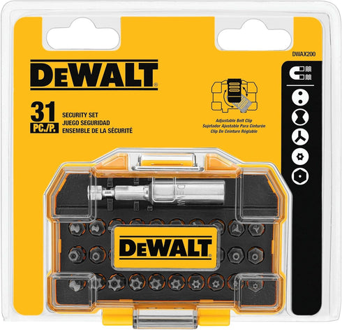 Set, 31-Piece Set 1/4 (DWAX200) DEWALT Security Bit Screwdriver Bit with Case, Universal In Hex, Includeds Magnetic Bit