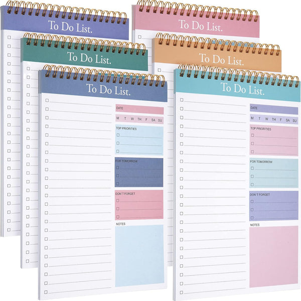 Thenshop 6 Pack Daily Planner Notepad, 6.5 x 9.8 Inches Undated 52 Sheets Paper for Work Daily To Do List Notebook