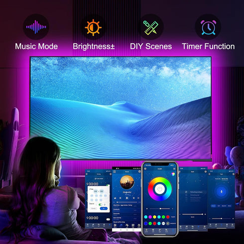 16.4FT 45-85 inch VOLIVO LED Lights for TV, Led Backlight for TVs, Bluetooth RGB LED Lights Behind Television