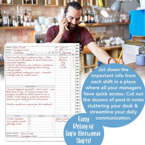BookFactory Manager Notebook/Manager’s Log Book, Wire-O, 100 Pages, 8.5”x11” Planner for Management