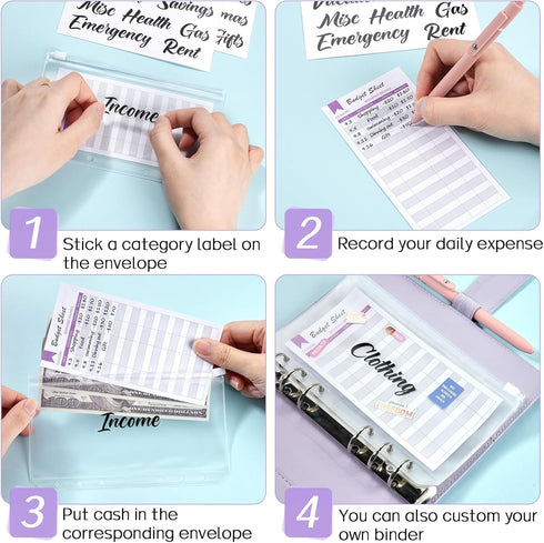 Sooez Budget Binder with Money Saving Challenge, Money Saving Binder with Cash Envelopes, Expense Sheets, Challenge