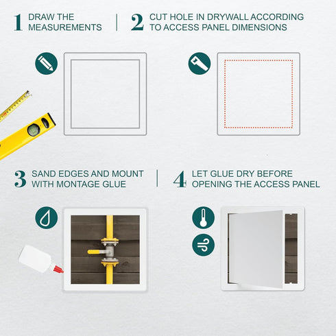 10 x 10 White Plastic Access Panel for Plumbing, Electricity, Heating, Alarm Wall Access