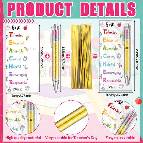 Sayglossy 72 Pcs Teacher Appreciation Gift Bulk Teachers Pens Bulk Thank You Gifts with Thanks Cards Ballpoint Pens