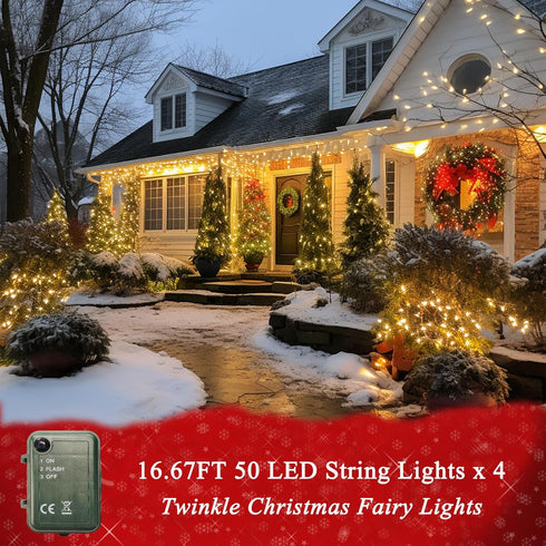 4 Pack 66.6 200 Pooqla Pink String Lights Battery Powered, Total FT LED Valentines Day String Lights Indoor Outdoor