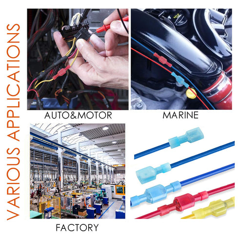 120pcs Male and Female Spade Connectors 24-10 Gauge Nylon Fully Insulated Wire Quick Disconnect Electrical Terminals