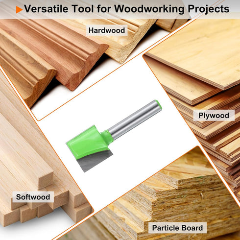 2pcs 1/4" Spoilboard 21/32" (17mm) 5/8" (16mm) HARFINGTON Bottom Cleaning Router Bits Shank Carbide Tipped Surfacing