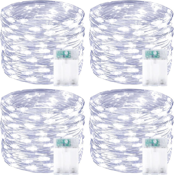 4 Pack 60 LED Christmas Fairy Lights Battery Operated with Timer, 20FT