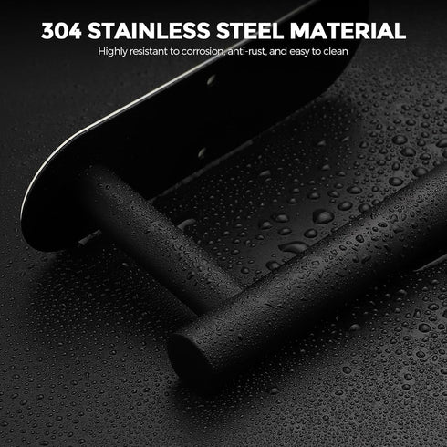 JOY DECOR 2 Pack SUS304 Paper Towel Holder - Matte Black Stainless Steel, Under Cabinet Self Adhesive Or Drilling Paper