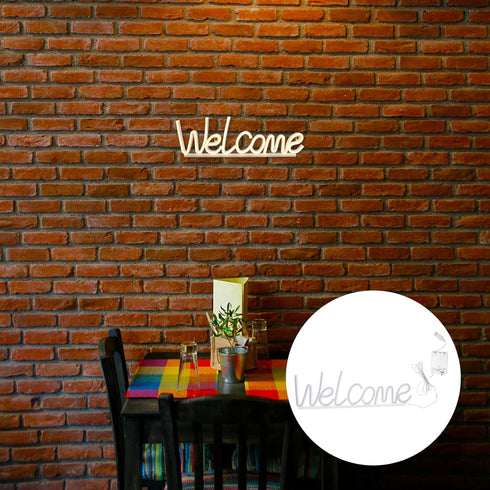 Mobestech Welcome LED Neon Sign Light USB Battery Powered Wall Hanging Decoration for Party Bar Cart Accessories