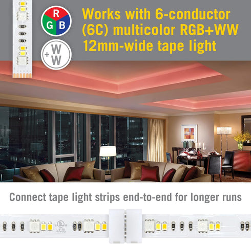 Armacost Lighting 6 Pin RGB+WW LED Strip Light Tape to Tape Splice Connector (5-Pack) 760790 by Armacost Lighting