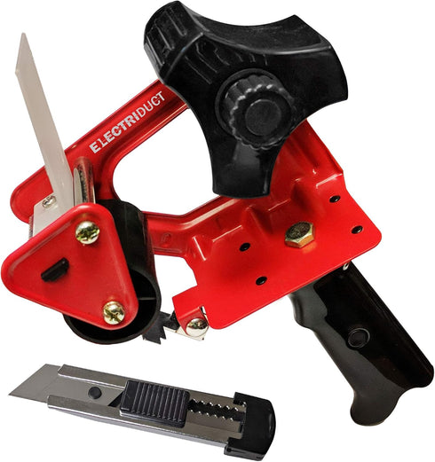 Electriduct Heavy Duty Metal Packing Tape Gun - 2 Inch Wide Tape with Built-In Utility Knife