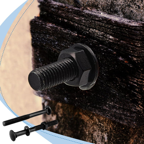 Zonon Carriage Bolt Kit, Galvanized Carriage Bolt Set with Rust Resistance Bolts, Washers, and Nuts (12 Sets, Black,