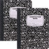 Emraw Composition Books, Black & White Marble Style, Durable Cover, Wide Ruled, 100 Sheets, Pack of 6