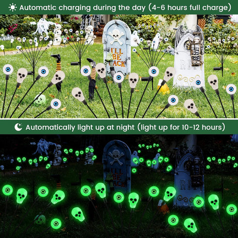 FENSAN Lights,2PACKS 16LED,IP65 Solar Halloween Lights Outdoor,Halloween Decorations Outdoor, Scary Eyeball Waterproof