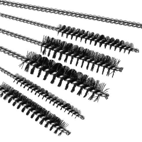 6 Pieces Stainless Steel Bore Brush Set with 15 Pcs Cleaning Needles, Twisted Wire Brush with Handle for Tubes
