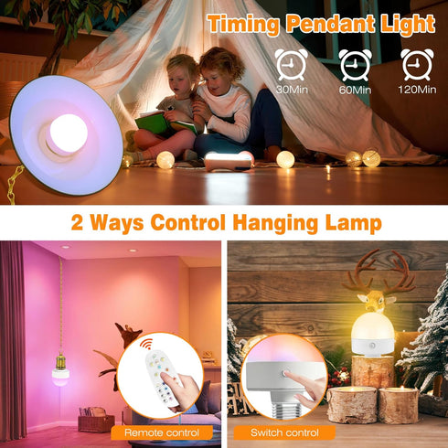 Puanticn 100 cm 23x7cm Portable Battery Operated Pendant Light, Rechargeable Pendant Lamp with Remote, Removable Black