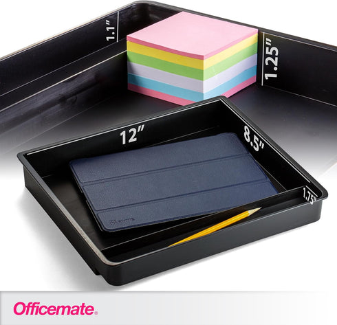 Officemate Large Self-Adhesive Under Desk Drawer - Black, 12.5" x 10.75" x 1.875" (22552)