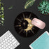 Round Mouse Pad with Coasters Set - Celestial Theme Sun with Crescent Moon Midnight Art Non-Slip Rubber Mousepad