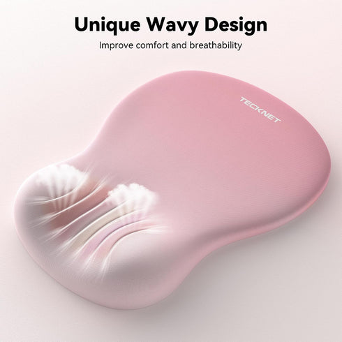 TECKNET Ergonomic Mouse Pad with Wrist Rest, Memory Foam Mousepad with Wrist Support, Smooth Surface, Middle Concave