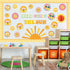 Retro Here Comes The Sun Bulletin Board Decorations, 84Pcs Groovy Hippie Boho Cutouts for Classroom