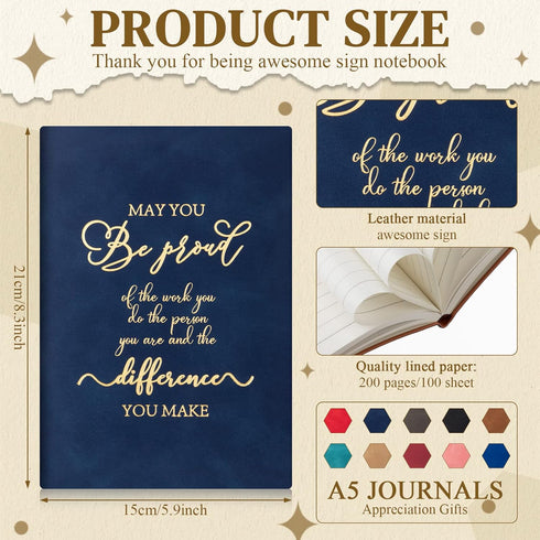 Fuutreo 20 Pcs Multicolor Thank You Gifts Leather Journal Notebook A5 Notepad Inspirational Gift for Employee Teacher