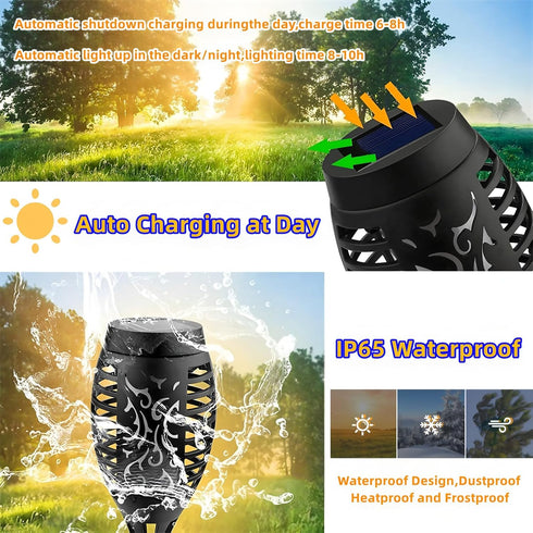 Lonxin-Da Flame,4Pack Solar Torch Light with Flickering Solar Lights Outdoor,Waterproof Solar Powered Yard Garden