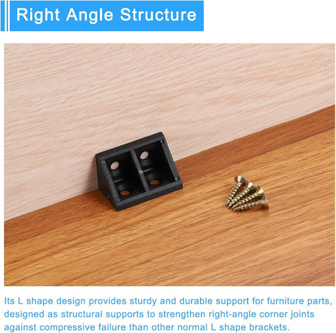30Pcs 90 19x32x19mm uxcell Degree Plastic Corner Braces, Nylon Shelf Right Angle Brackets with Screws for Cabinets