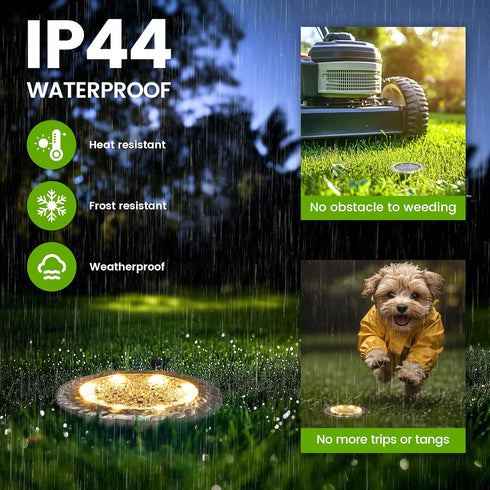 16 Pack PATIOWIN Mini Solar Ground Lights, Solar Powered Pathway Lights, Waterproof Outdoor Light for Garden, Driveway