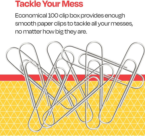 School Smart Smooth Paper Clip, 1-1/4 Inches Silver, Pack of 100