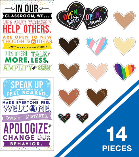 Carson Dellosa Open Hearts Bulletin Board, Inspirational Quote Header and Heart Cutouts (14 pc)