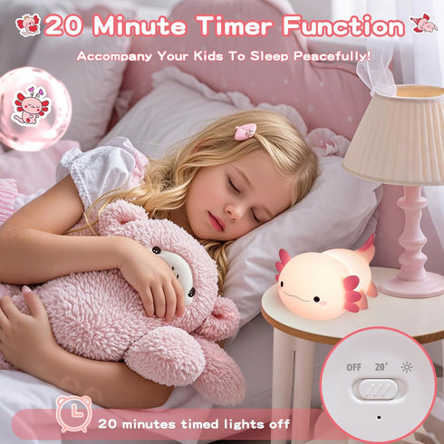 Light,Dimmable FAMIDUO Axolotl Lamp,Cute Axolotl Night Silicone Animal Nursery Night Light,Adorable Rechargeable