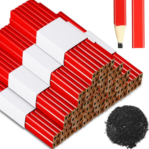 Carpenter Pencils Medium Hard Natural Wood Cased Quality Flat Octagonal Red Black Pencils for Office School Supplies