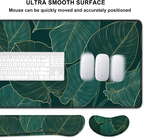 Large Mouse Pad with Wrist Support Set of 3, Ergonomic Memory Foam Keyboard Wrist Rest + XXL Extended Gaming Pad
