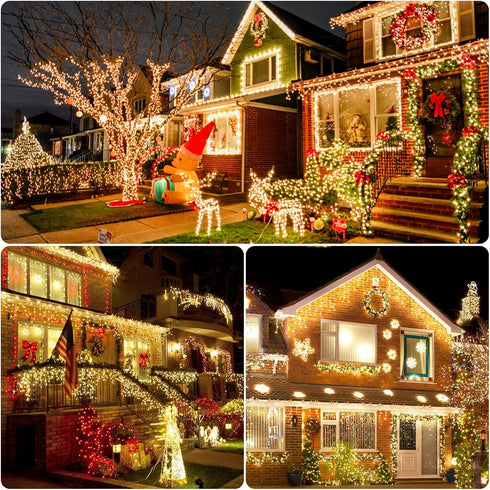 164ft 2 Pack 400 8 Solar Powered String Lights, Total Led Solar Christmas Lights Outdoor Waterproof with Modes - Solar