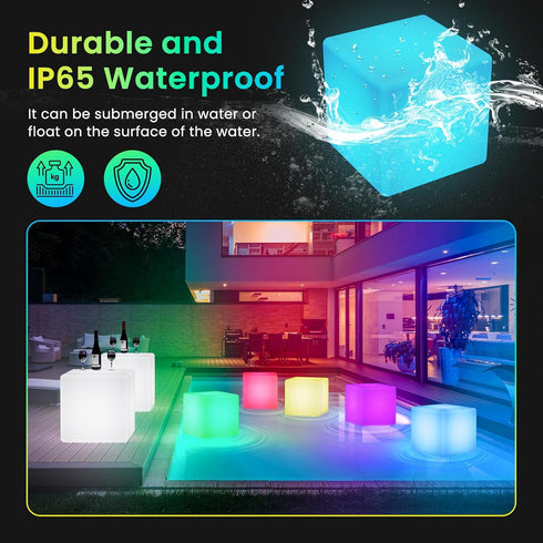 7-inch 16 IP65 Dimming LOFTEK LED Cube Lights, Rechargeable RGB Colors Tesseract Cube, Cordless with Remote Control