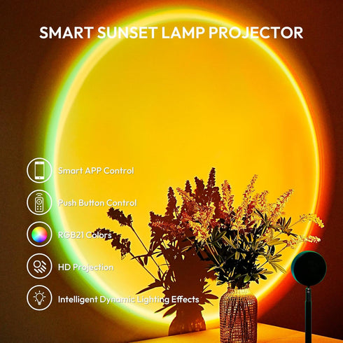 Molemyn Sunset 21 Sunset 180 Lamp Projector with APP Control - Color Changing LED Light, Adjustable for Photography