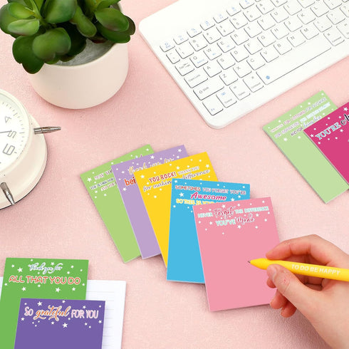 Teling 24 Pcs Inspirational Sticky Notes, 3 x 4 Inch, Rainbow Appreciation Memo Pads for Women