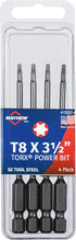 Mayhew Tools 19332-4 USA Torx Power Bit, T8 x 3.5", 4-Pack