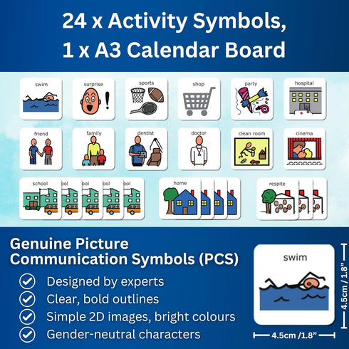 Kids Calendar Visual Schedule for Autism, Premium Durable Plastic, Special Education Classroom Must Have