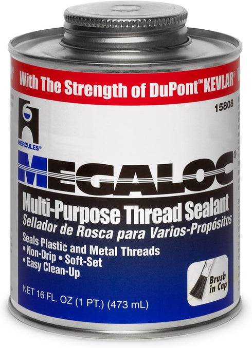 Hercules 15808 Megaloc Multi-Purpose Thread Sealant, 16 Oz Can, Blue Liquid Paste