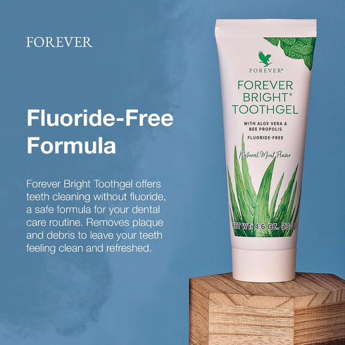 4.6 oz, 2 Pack Forever Living - Bright Toothgel, Fluoride-Free Aloe Vera Gel with Bee Propolis, Peppermint-Spearmint