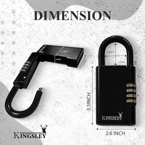 Kingsley Guard-a-Key Black Realtor's Lockbox | Portable Resettable Hanging Key Safe Combination Lock Box for House