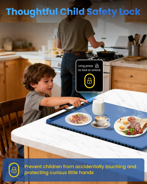 23.6"x15" 260W 6 SOPPY Food Warming Mat, Fast Heating Electric Warming Tray with Level Temperature, Safety Lock