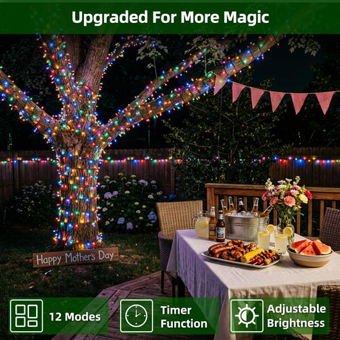 750 240ft 12 Dimmable LED Chrstmas Lights, Outdoor Christmas String Lights with Modes, Multicolor LED String Lights