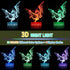 MARZIUS 3D 16 Dragon Illusion LED Table Decor Lamp Night Light with Greeting Card, Colors Change, Remote Control