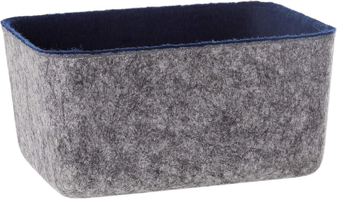Three by Three Seattle Felt Storage Bin 6x4x2.5 Inch for Office, Craft Room, Living Room, Bedroom (Navy)