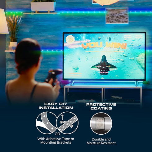 25ft 230 Monster Smart RGB+IC LED Strip Lights Sound Reactive Strip Lights for Bedroom, App & Voice Control, RGB Light